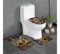 Clock Gear Lot de 3 tapis de salle de bain en forme de U avec couvercle en forme de O