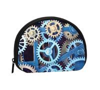 Clock Gears Mini sac de rangement portable en polyester imprimé format complet en forme de coquillage Petit portefeuille pour pièces de monnaie Sac de rangement, Noir , Taille unique