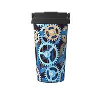 Clock Gears Tasse à café isotherme avec couvercle anti-fuite en acier inoxydable