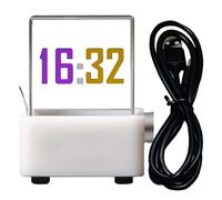 Clock Hologram, WiFi Desk Clock Photo Display, Transparent Digital with Real-Time Weather Station, GIF Animation & Photo Album for Modern Home Decor & Functional Accessory