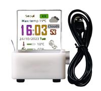 Clock Hologram, WiFi Desk Clock with Photo Display, Transparent Digital Decor, Real-Time Small Weather Station with GIF Animation & Album for Modern Home