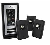 Clock Horloge numérique radio-pilotée de précision multi-températures avec alarme et fonction Snooze, affichage de la date et 3 capteurs de température à distance PREC0114