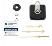 Clock-it Mécanisme d’horloge de qualité, silencieux avec rotation continue, aiguilles en métal, hauteur de la douille de 16 mm, filetage 10 mm, pour horloge murale Entreprise italienne spécialisée.