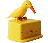 Clockjuan Distributeur automatique de cure-dents jaune pour petit oiseau - Boîte de rangement - Type de presse - Cadeau amusant et pratique pour les enfants et les parents - Pour la maison, les fêtes