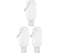 Clockjuan Lot de 3 mini contenants transparents portables pour ketchup - Porte-clés rechargeable pour sauce piquante de voyage, bouteilles de 50 ml