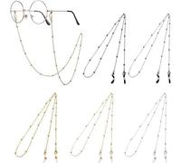 Clockjuan Lot de 4 chaînes de lunettes de lecture vintage en métal pour femme, supports de lunettes autour du cou avec boucle à lunettes, cravate bolo argentée