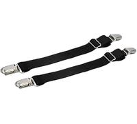 Clockjuan Lot de 4 pinces à jarretelles droites élastiques noires pour bas de chaussette, porte-jarretelles