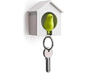 Clockjuan Porte-clé maison d'oiseaux, porte nti-perte, mini porte-clés nid d'oiseau, support mural, sifflet, porte-clés