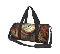 Clocks and Gears, sacs de voyage et sacs de sport de grande capacité, poignées en forme d'anneau, sacs à main et sacs à bagages ronds pouvant être utilisés par les hommes et les femmes, Noir , Taille