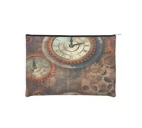 Clocks and Gears Trousse à maquillage réutilisable en papier imperméable et légère pour voyage, école et usage quotidien Motif imprimé intégral pour femmes, étudiants, écologistes, Noir , Taille