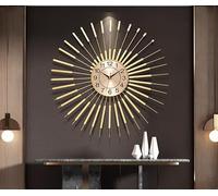 ClockUniverse Horloge murale dorée 60 cm Horloge murale silencieuse Sunburst