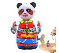 Clockwork Metal Animal Toy - Dessin animé Drumming Panda Wind Up Robot, Figurine de collection vintage, Modèle de jeu interactif | Décoration d'animaux en étain classique pour les magasins pour
