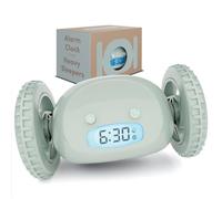 CLOCKY Réveil Matin Roulant Forte Sonnerie Puissant Gros Dormeurs pour Sourd Reveil Tres Bruyant Reveil Chambre Adulte Enfant Adolescent LED Roule Saute Cadeau Amusant (Sauge)