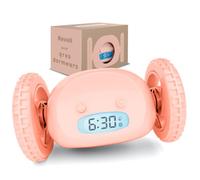 CLOCKY Réveil Matin Roulant Forte Sonnerie Reveil Puissant Gros Dormeurs Reveil pour Sourd Reveil Tres Bruyant Reveil Chambre Adulte Enfant Adolescent Reveil LED Roule Saute Cadeau Amusant (Rose)