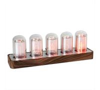 ClocTeck Horloge Nixie à tube numérique en bois Affichage 12/24h Alarme facilement réglable Décor pour bureau et chambre
