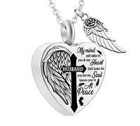 ClodeEU Collier avec pendentif cendres « No longer by My Side Forever in My Heart » pour cendres, grand-mère, grand-père, maman, papa, sœur, Métal, Pas de gemme