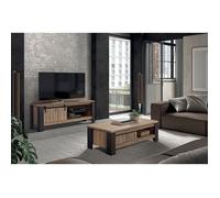CLODIUS - Ensemble Salon Meuble TV et Table Basse 1 Tiroir et 1 Niche