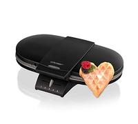 Cloer 1320 Doucle Gaufrier pour deux gaufres, 1200 W, taille des gaufres 15,5 cm chacune, lumière de cuisson, boîtier en métal mat, noir