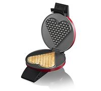 Cloer 1633V Gaufrier pour un gros coeur de gaufre, Revêtement antiadhésif , Lumière de cuisson, 930W, boîtier métallique laqué rouge