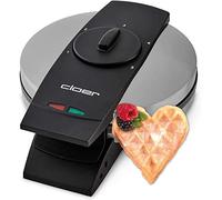 Cloer 1639SR Gaufrier, Taille de Gaufre 15,5 cm Ø, Double revêtement antiadhésif, résistant au Sucre, lumière de Cuisson, 930 W, boîtier en Acier Inoxydable de Haute qualité