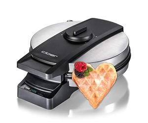 Cloer 1898 Gaufrier Professionnel, double revêtement résistant au sucre, pour adapté à un usage commercial, gaufre au gros coeur 16,5 cm Ø, 950 W, Message prêt à l'emploi optique et acoustique