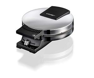 Cloer 285EF Gaufrier cornet de glace avec armoiries de la frise orientale, Plaques de cuisson 15 cm Ø, temps de cuisson réglable à l‘infini, 750 W, Boîtier en acier inoxydable chromé