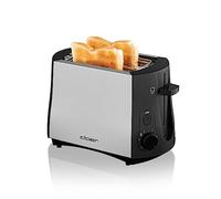 Cloer 3410 Grille-Pain pour 2 tranches de toast, support pour petits pains intégré, Élevateur de tranches de pain, Tiroir à miette, 825 W, Boîtier métallique laqué argent