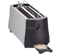 Cloer 3710 Longue fente Grille-Pain pour 4 tranches de toast, 1380 W, support pour petits pains intégré, Élevateur de tranches de pain, Tiroir à miette, boîtier en métal dépoli