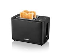 Cloer 3930 Grille-Pain Digital pour 2 Tranches de Toast, Fonction Tactile, 750-900 W, Affichage du Temps Restant, Touche Décongélation, Touche Réchauffer, Attachement pour Chignon