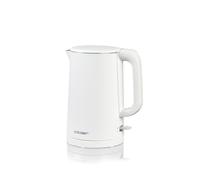 Cloer 4321 Bouilloire électrique 1,5 L, 1500 W, cuve et couvercle inox, arrêt automatique, protection anti-surchauffe, ouverture à une main, indicateur de niveau intérieur, témoin lumineux, blanc