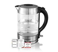 Cloer Bouilloire 4429 – Verre 1,7 L 2200 W sans fil, LED, sécurité anti-surchauffe – Argent