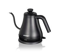 Cloer 4960 Bouilloire Elèctronique Gooseneck, Couvercle amovible, 1000 W, affichage du niveau d'eau, Protection contre la surchauffe et la marche à vide, 0,8 litre, boîtier en acier inoxydable noir