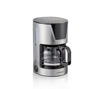 Cloer 5251 Cafetière pour 6 tasses, Fonction de réchauffement doux, Carafe en verre, Cuillère à mesurer, Indicateur de niveau d'eau, Système anti gouttes, Taille du filtre 1x2, 550 W, acier inoxydable