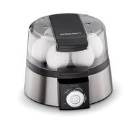 Cloer 6070 Cuiseur à Œufs pour jusqu'à 7 œufs, fonction de poursuite de la cuisson, message sonore prêt, 3 coupes pour oeuf poché, 435 W, acier inoxydable