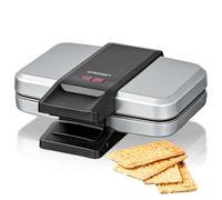 Cloer 6119 Gaufrier pour 4 biscuits spéculoos, Speculoos chacun 6x11 cm, Biscuits de noël, 600 W, Lampe de contrôle, Rangement peu encombrant, Mécanisme de verrouillage de la poignée à 3 niveaux