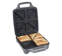 Cloer 6269 Appareil à croque-monsieur XXL pour 4 sandwichs divisés en diagonale, American Toast, Remplissage XXL, Information optique, 1800 W, Argenté