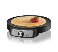 Cloer 6620 Crêpière, pour crêpes sucrées ou salées d'un diamètre de 29 cm, 1200 W, revêtement antiadhésif, avec épandeur de pâte et tourne-crêpes, noir