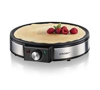 Cloer 6630 Crêpière pour crêpes sucrées ou salées d'un diamètre de 30 cm, 1200 W, revêtement antiadhésif, avec épandeur de pâte et tourne-crêpes, noir