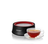 Cloer 6700 Réchaud électrique, Plaque chauffante pour thé et Boissons Chaudes, élément Chauffant en Pierre, Plateau INOX Ø 14 cm, Utilisation sans Fil, 300 W