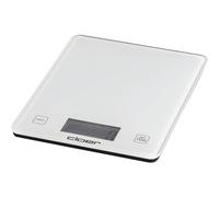 Cloer 6871 Balance de cuisine numérique jusqu'à 10 kg, Fonction poids ajouté, Mesure du poids par incréments de 1 g, surface en verre, écran LCD, blanc