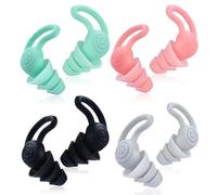 Clofiak Lot de 4 paires de bouchons d'oreilles réutilisables pour enfants et adultes, réduction du bruit pour dormir, concerts, voyages, natation (noir, rose, vert, gris)