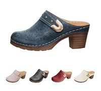 Clogs et Pantoufles pour Femme avec Talon, Chaussures Fermées à l'Avant Ouvertes à l'Arrière, Sandales d'Été pour Femme avec Talon Bloc, Sabots Respirantes, Bottines Confortables, Pantoufles Bohème