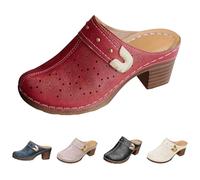 Clogs et Pantoufles pour Femme avec Talon, Chaussures Fermées à l'Avant Ouvertes à l'Arrière, Sandales d'Été pour Femme avec Talon Bloc, Sabots Respirants, Bottines Confortables, Pantoufles Bohème