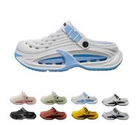 Clogs for Men Lightweight Slip-on Garden Shoes for Yard Work, Beach Walks & Everyday Comfort (White-Blue,42-43)