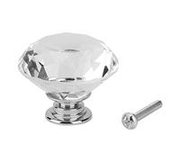 Cloimei 1 bouton de tiroir en verre cristal en forme de diamant pour placard, poignée de meuble chromée pour porte d'armoire, tiroir, armoire, boîte en bois, diamètre 40 mm, hauteu ((701 diamant A-40