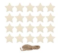 Cloimei 20 pièces ornements d'étoiles en bois toucher lisse étoiles en bois naturel copeaux de bois étoiles artisanales inachevées pour bricolage décorations de Noël décor de fête