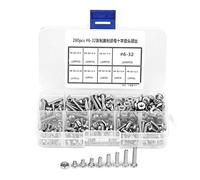 Cloimei 260pcs set #6 32 Kit d'assortiment de vis à tête cylindrique cruciforme en acier inoxydable pour machines-outils et accessoires Boîte de rangement transparente refermable d
