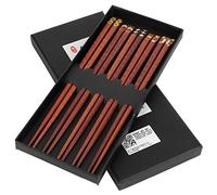 Cloimei 5 paires de baguettes en bois naturel sculptées à la main, ensemble de baguettes artisanales réutilisables pour la maison, la salle à manger, le restaurant, la vaisselle ca