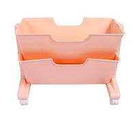 Cloimei Bibliothèque de Bureau Mobile à Double Couche, Petite bibliothèque Amovible, Organiseur de Chariot avec roulettes pour Bureau, dortoir, bibliothèque, Construction en plasti (Rose)