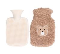 Cloimei Bouillotte de 1000 ml - Ours en peluche - En PVC épais - Anti-brûlure - Avec housse - Pour la maison - Douce et chaude - Sans danger - Tête d'ours couleur café